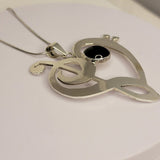 Bold heart Pendant, Musical Love necklace, sterling silver handmade statement jewelry gift for Musicians and music lovers
