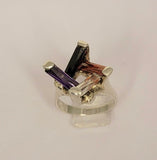Multicolored crystal statement ring, sterling silver