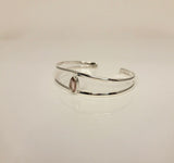 October birthstone, Pink tourmaline cuff set in sterling silver, breast cancer awareness month, Stone of love, and mental healing