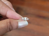 Small Evil eye ring, handmade sterling silver midi ring, gift to keep away evil spirits