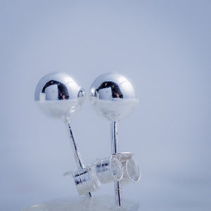 Ball earrings, 8mm, sterling silver, Matching accessory for other ball jewelry