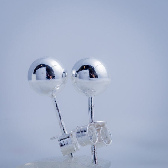 Ball earrings, 8mm, sterling silver, Matching accessory for other ball jewelry