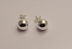 Ball earrings, 10mm, sterling silver, Matching accessory for other ball jewelry
