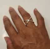Sterling x ring, crisscross silver ring, versatile, conversation piece, paths cross ring, thumb ring