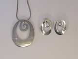 Handmade 925 Sterling Silver Oval Jewelry Set: Necklace & Earrings