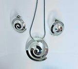 Silver jewelry set,  round necklace earrings set, handmade jewelry, great Mothers Day gift for her