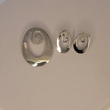 Handmade 925 Sterling Silver Oval Jewelry Set: Necklace & Earrings
