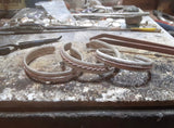 Sterling silver wrist cuff, handmade with mixed metal accents, Adjustable bracelet makes great gift for or her