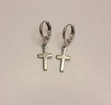 Cross hoop earrings, Cross dangle Huggies, Mothers Day Gift