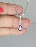 Pink tourmaline charm necklace, October birthstone, handmade in sterling silver