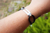 Black silver cuff bracelet, Casual, activewear, gift for outdoors, hiker, gift for boyfriend, gift for her