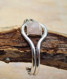 Rose Quartz Pyramid Silver Cuff Bracelet: Egyptian Style Jewelry