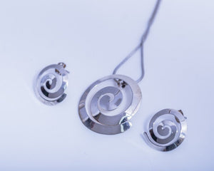 Silver jewelry set,  round necklace earrings set, handmade jewelry, great Mothers Day gift for her