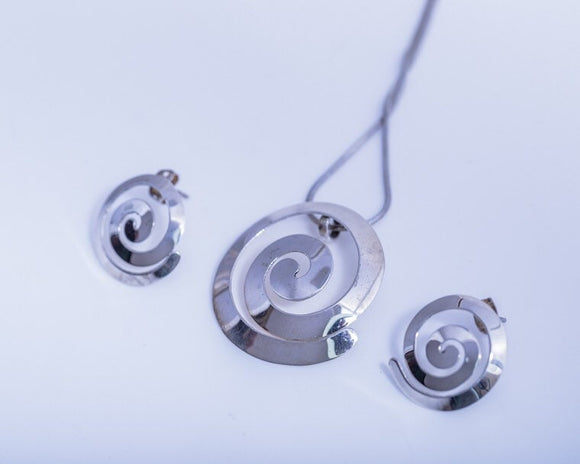 Silver jewelry set,  round necklace earrings set, handmade jewelry, great Mothers Day gift for her