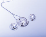 Silver jewelry set,  round necklace earrings set, handmade jewelry, great Mothers Day gift for her