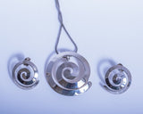 Silver jewelry set,  round necklace earrings set, handmade jewelry, great Mothers Day gift for her