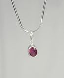 Pink oval tourmaline 6mm charm pendant set in sterling silver, October birthstone, handmade minimalist jewelry, gift for her