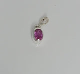 Pink oval tourmaline 6mm charm pendant set in sterling silver, October birthstone, handmade minimalist jewelry, gift for her