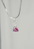 Pink oval tourmaline 6mm charm pendant set in sterling silver, October birthstone, handmade minimalist jewelry, gift for her