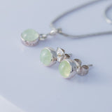 Aquamarine Stud Earrings & Pendant Set: March Birthstone Jewelry