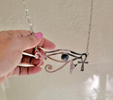 Egyptian Sterling Silver Necklace: Ankh & Eye of Ra, Kemetic Jewelry