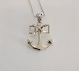 Anchor necklace, Mariner cross, unique double helix jewelry, thick mens anchor pendant