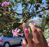 Handmade Pink Dragon Vein Agate Ring: Artisan Fuchsia Jewelry