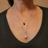 3 strand sterling silver crystal heart necklace