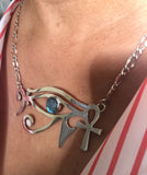 Egyptian Sterling Silver Necklace: Ankh & Eye of Ra, Kemetic Jewelry