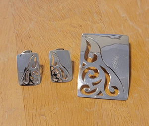 Silver jewelry set, Rectangular necklace and earrings set, handmade jewelry, great Mothers Day Gift for her