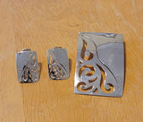 Silver jewelry set, Rectangular necklace and earrings set, handmade jewelry, great Mothers Day Gift for her