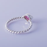 Pink tourmaline ring, set in twisted sterling silver, Stone of love, and mental healing