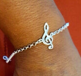 Sterling Silver Treble Clef Bracelet - Music Lover Gift