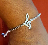 Holiday gift for a Music lover, Treble clef Bracelet, Sterling silver, music note jewelry