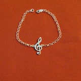 Sterling Silver Treble Clef Bracelet - Music Lover Gift