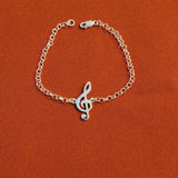 Holiday gift for a Music lover, Treble clef Bracelet, Sterling silver, music note jewelry
