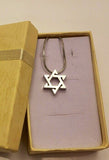 Star of David Necklace, Hanukkah gift, sterling silver with 14 karat gold accent