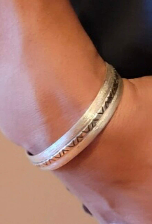 Sterling silver wrist cuff, handmade with mixed metal accents, Adjustable bracelet makes great gift for or her