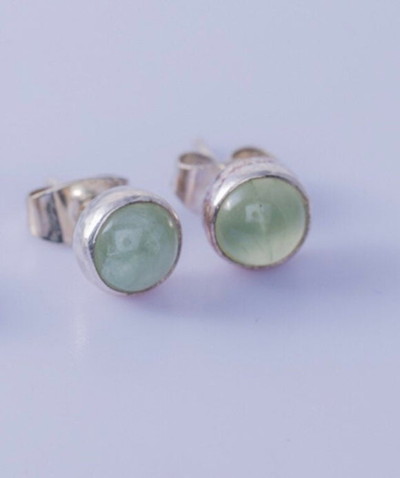 Aquamarine stud earrings,   March birthstone gift, round green post sweet earring, self love, healing, gift