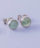 Aquamarine Sterling Silver Stud Earrings: Lime Cream Green, March Birthstone