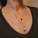 3 strand sterling silver crystal heart necklace