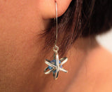 Sterling Silver Atom Earrings, Blue Crystal Science Jewelry