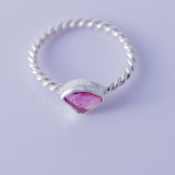 Pink tourmaline ring, set in twisted sterling silver, Stone of love, and mental healing