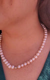 Blush Pink Pearl Necklace, single strand, 55 blush pearls, June birthstone, freshwater Pearls silver accent, Mothers Day Gift for her