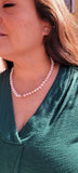 Blush Freshwater Pearl Necklace: Single Strand Silver Accent