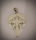 Sterling Silver New Orleans Cross Pendant: Crescent City Star
