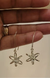 Atom Earring Sterling silver with crystal, science inspired jewelry art, Like Attract Like Earrings