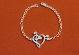 Music note bracelet, Dj pendant, Bass and treble clef Heart, Music Lover link bracelet,  Radio industry Gift, Mothers Day Gift