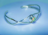 Opal cuff bracelet, sterling silver, October birthstone, Mothers Day gift for her