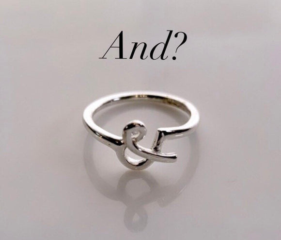Silver Ampersand ring, and symbol ring, Clever conversation starter, AND?